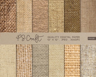 Natural Burlap Texture Digital Papers (Digital Download)
