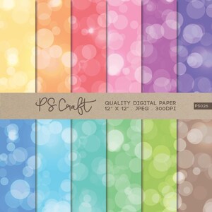 Colorful Bokeh Digital Papers, Bokeh Pattern, Scrapbook Paper - Instant Download