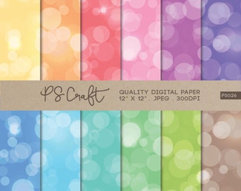 Colorful Bokeh Digital Papers, Bokeh Pattern, Scrapbook Paper - Instant Download