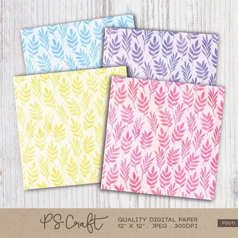 Seamless Watercolor Leaves Digital Paper Pack (digital Download) - Etsy