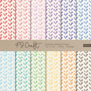 Watercolor Hearts Digital Papers, Hearts Background, Hearts background, Valentine Digital Papers - Instant Download