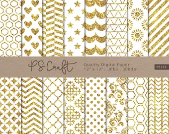 Gold Glitter Digital Paper Pack, Seamless Patterns (Digital Download)