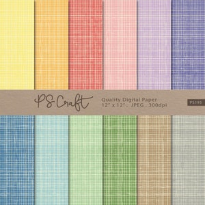 Puede incluir: Un conjunto de 12 papeles digitales con una variedad de colores y texturas. Los patrones están inspirados en la tela de lino y son perfectos para scrapbooking, creación de tarjetas y otros proyectos de manualidades.