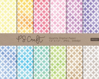 Watercolor Diamond Digital Paper Set, Scrapbook Backgrounds (Digital Download)