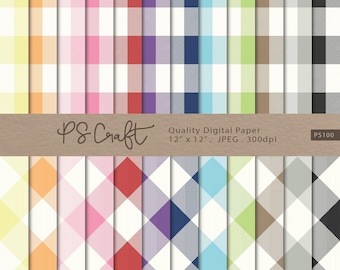 Seamless Gingham Digital Paper Pack, Rainbow Plaid (Digital Download)