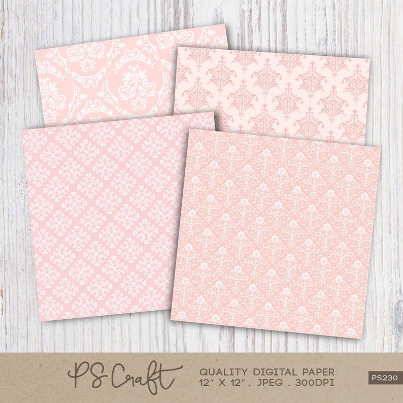 Blush Pink Damask Digital Papers SEAMLESS Damask Papers - Etsy