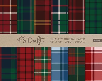 Christmas Tartan Plaid Paper, Seamless Scrapbook Paper (Digital Download)