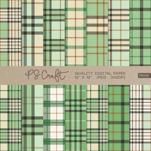 Green Tartan Digital Paper, SEAMLESS Plaid Digital Paper, Classic Tartan digital paper, Scrapbook Paper Instant Download