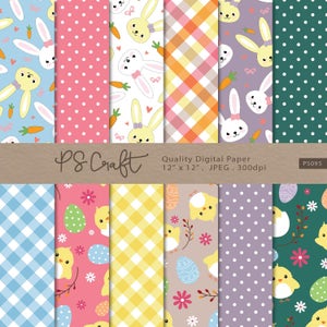 SEAMLESS Easter Fun Digital Papers, Easter Papers,  Easter Patterns Backgrounds, Bunny Papers, Happy Easter Chick