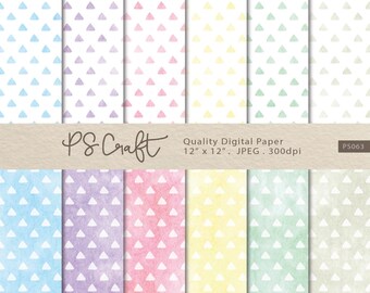 Paquete de papel digital de triángulos de acuarela (descarga digital)