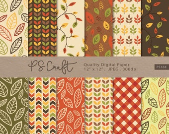Seamless Autumn Leaves Digital Paper Pack (Digital Download)