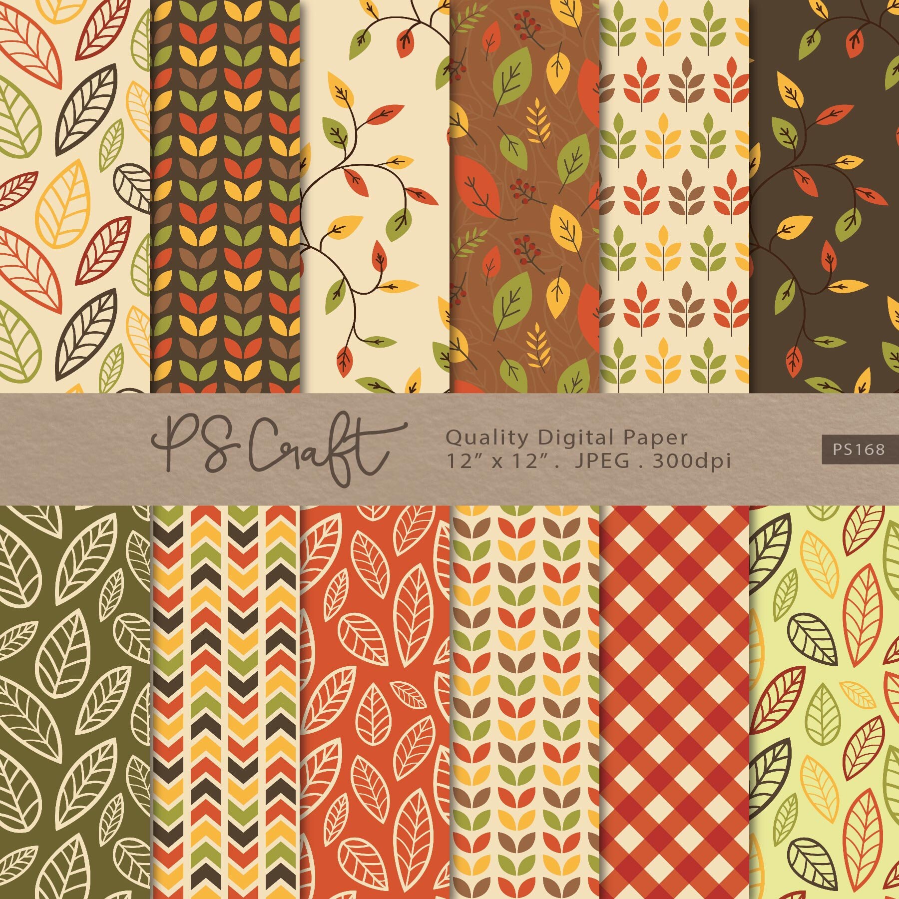 Seamless Autumn Leaves Digital Paper Pack (digital Download) - Etsy