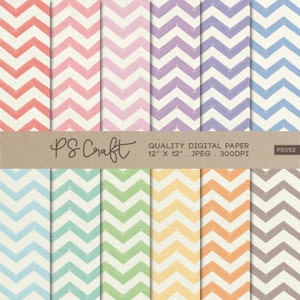 Chevron Watercolor Digital Papers, Watercolor Zigzag Background, Zigzags Wallpaper,  Pastel Zigzag Pattern