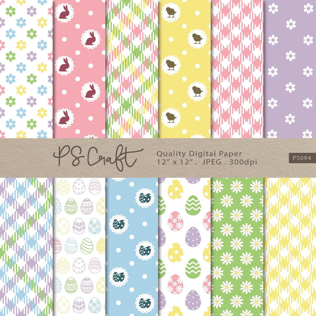 Easter Digital Papers, Seamless Bunny & Egg Patterns (digital Download ...