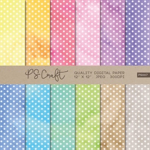 SEAMLESS Polka Dots Watercolor Digital Papers, Polka Dot Background, Scrapbook Papers, Wallpaper