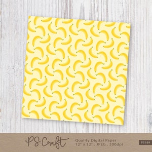 Banana Digital Paper, Seamless Tropical Fruit Patterns (JPEG) image 4