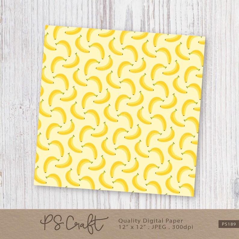 Banana Digital Paper, Seamless Tropical Fruit Patterns (JPEG) image 4