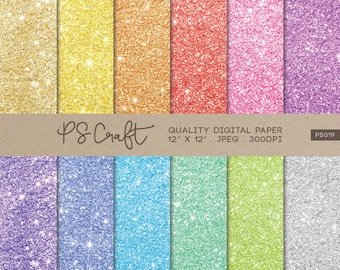 Colorful Sparkle Glitter Digital Papers, Scrapbooking (Digital Download)