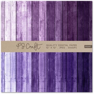 May include: Purple wood grain digital paper with a brown label that reads "PS Craft Quality Digital Paper 12" x 12" JPEG 300DPI PS247"