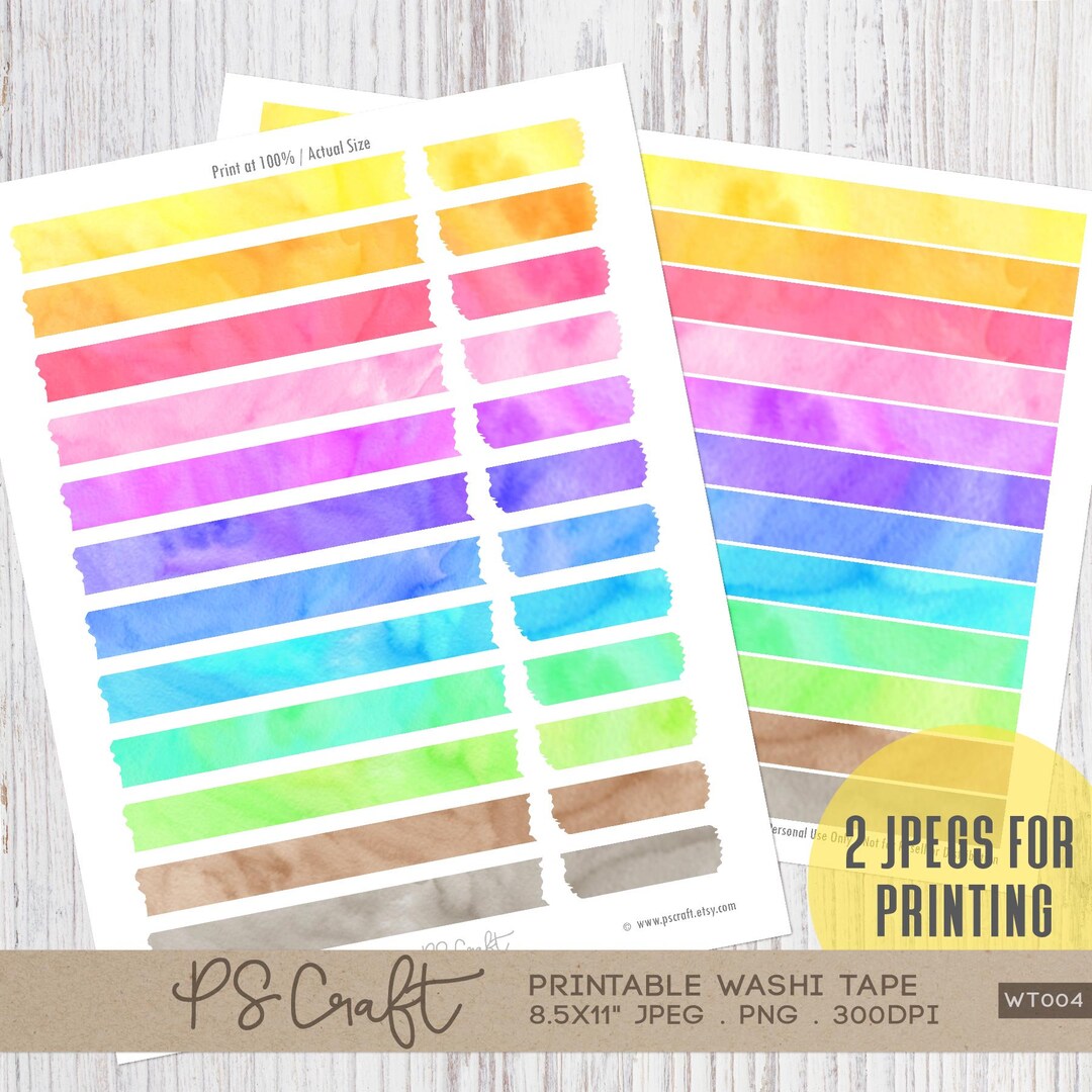 Printable Washi Tape | Printable Planner Stickers | Watercolor ...