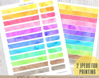 Printable Washi Tape | Printable Planner Stickers | Wave | Watercolor ...