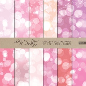 Pink Bokeh Digital Papers, Bokeh Pattern, Pink Bokeh Papers, Scrapbook Paper - Instant Download