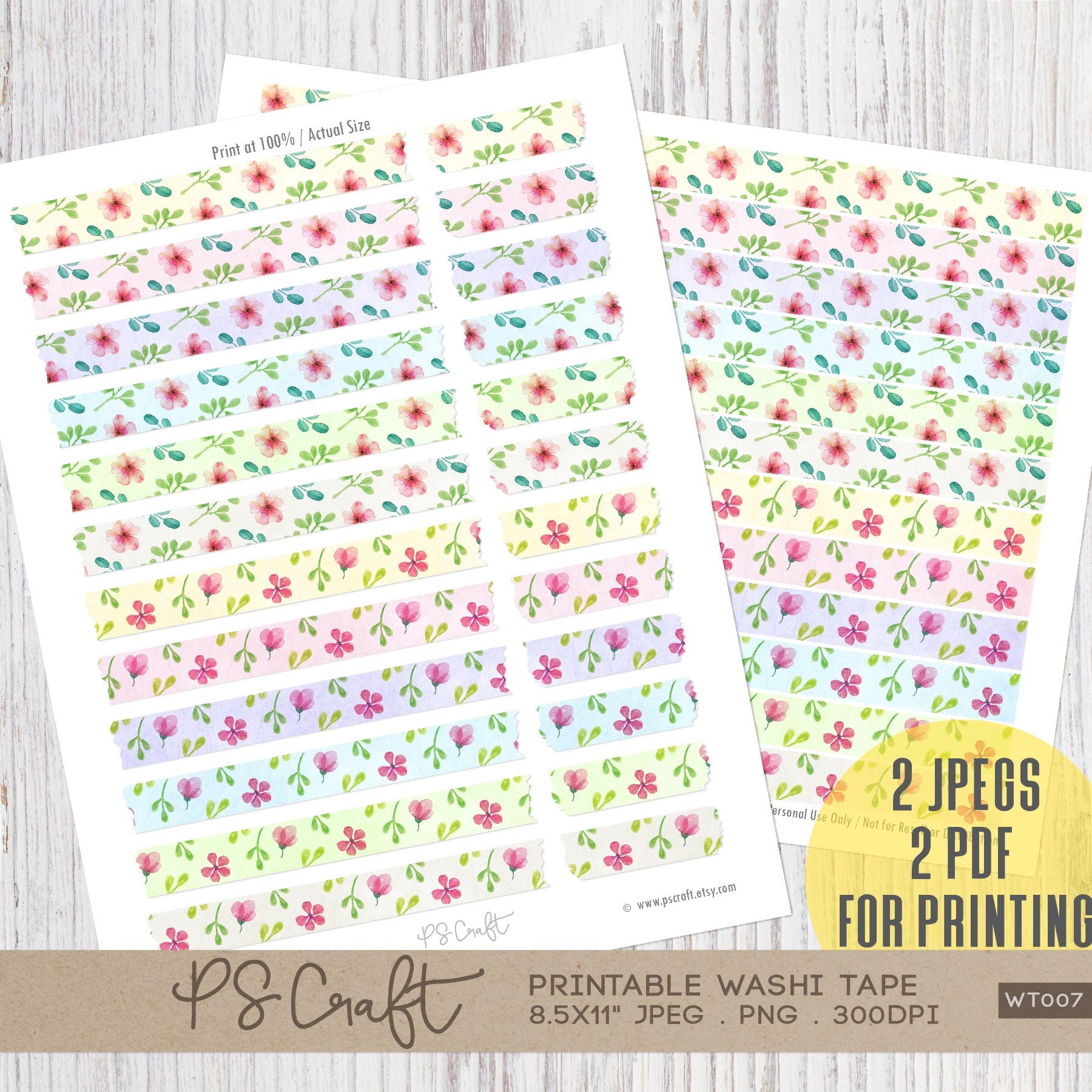 Printable Washi Tape | Printable Planner Stickers | Flowers ...