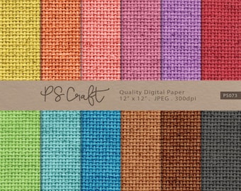 Bright Burlap Digital Papers, Bright Colorful Linen Papers, Burlap Pattern,  Fabric Paper Pack