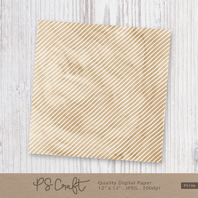May include: Digital paper with a brown and white striped pattern. The paper has a textured, aged look. The paper is 12 inches by 12 inches and 300 dpi.