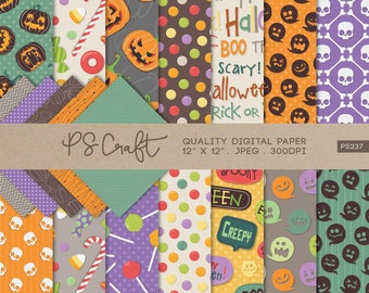 Halloween Digital Paper, SEAMLESS Halloween Digital Paper, Cute Halloween Background, Instant Download