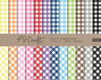 Seamless Gingham Digital Paper Pack, Scrapbook Backgrounds (Digital Download)