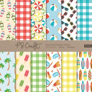 SEAMLESS Summer Digital Paper, Summer Digital Background, Beach Digital Paper, Summer Patterns
