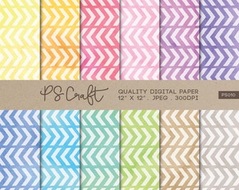 Papel digital em aquarela com estampa chevron sem emendas, papel de parede geométrico abstrato em ziguezague, padrão chevron, papel para scrapbook.