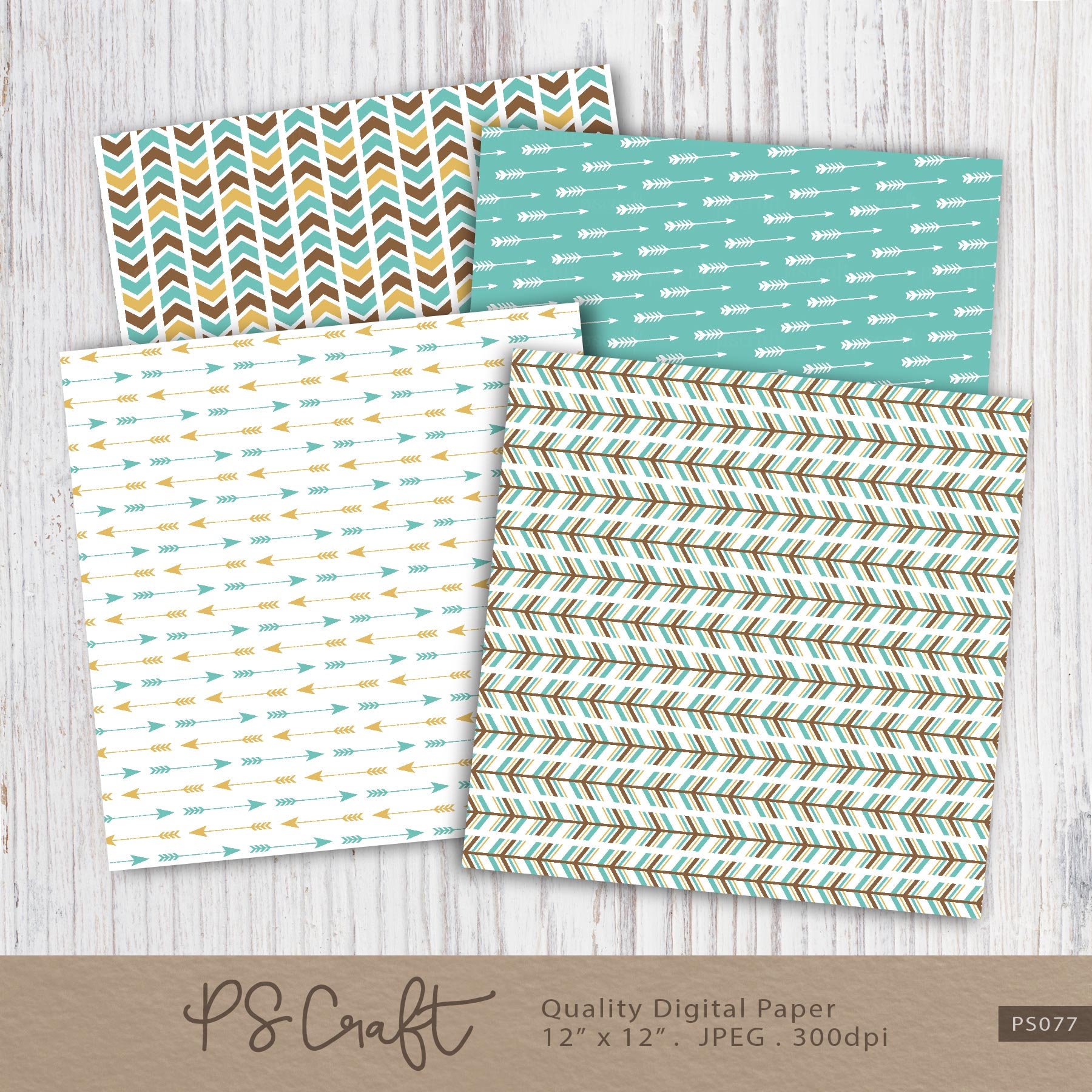 Brown & Teal Arrows Digital Papers, SEAMLESS Arrows Papers, Tribal ...