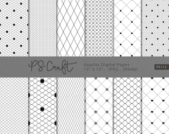 Black Minimalist Lace Digital Papers, SEAMLESS Black Lace Pattern, Black Lace on Transparent, Seamless 300 dpi PNG