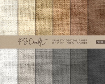 Natural Burlap Digital Paper Textures (Digital Download)