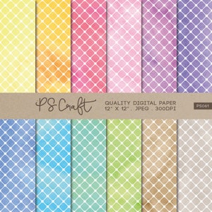 SEAMLESS Lattice Watercolor Digital Papers, Confezione di carta a traliccio, Motivi a traliccio, Carte per acquerello, Motivi a traliccio, Scrapbooking