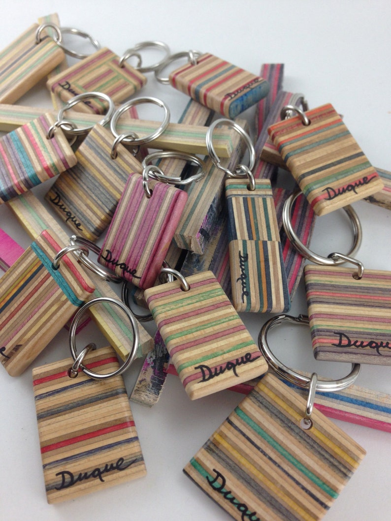 Recycled Wood Skateboard Key Chain Upcycled by Duque Skate Art Etsy