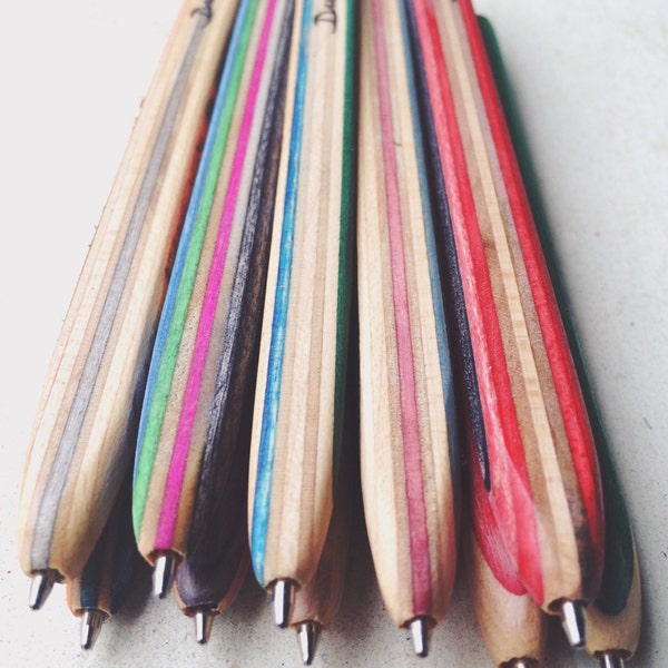 Recycled Wood Skateboard Pen SkatePen Upcycled by Duque Skate Art