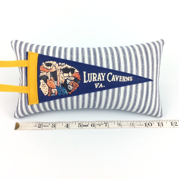 mini Luray Caverns Virginia Vintage Pennant Pillow Handmade 11 inches long