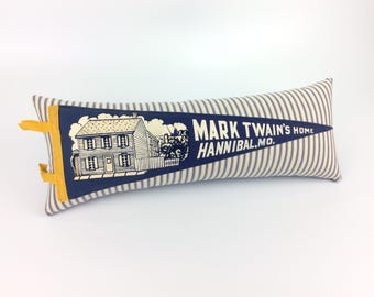 Mark Twain's Home Hannibal Missouri Vintage Pennant Pillow Handmade