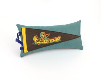 Watkins Glen New York Vintage Pennant Pillow - small 12 inches
