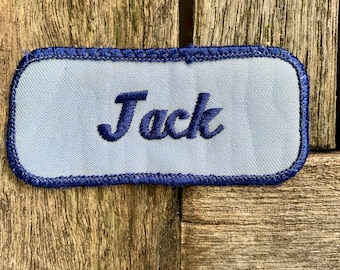 IRON ON NAME PATCH BLUE ON WHITE GRANDMA NEW EMBROIDERED SEW