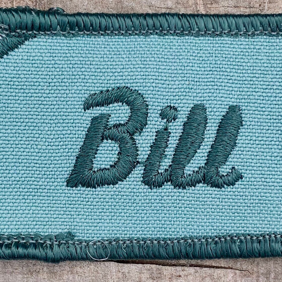 Bill an Industrial Green Work Shirt Name Patch That Says Etsy