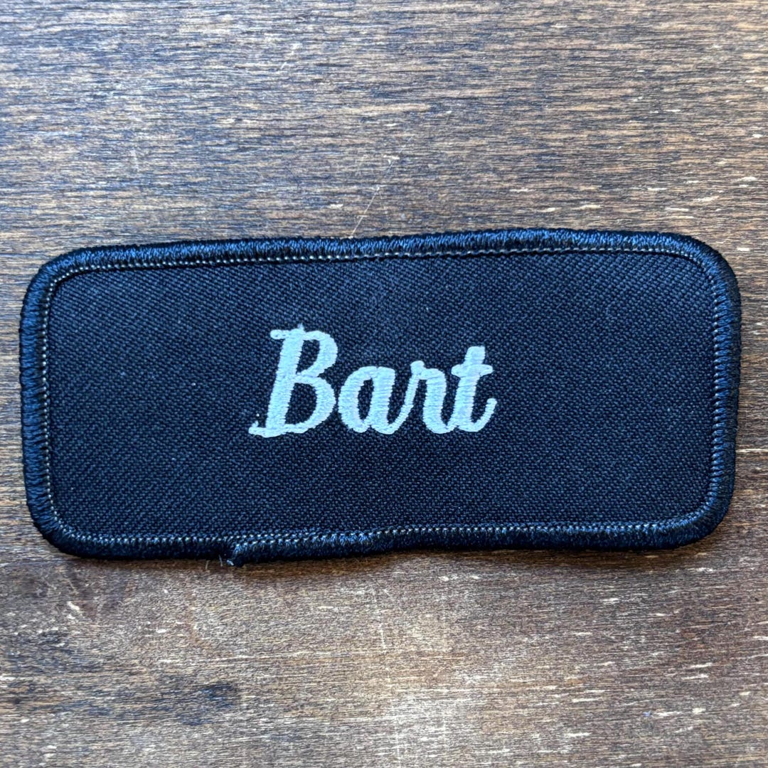 Barry Name Tag Bart. A Black Work Shirt Name Patch That Says