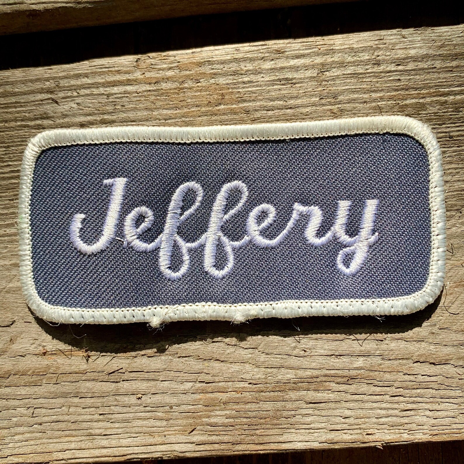 Jeffery. A Gray Work Shirt Name Patch That Says Etsy
