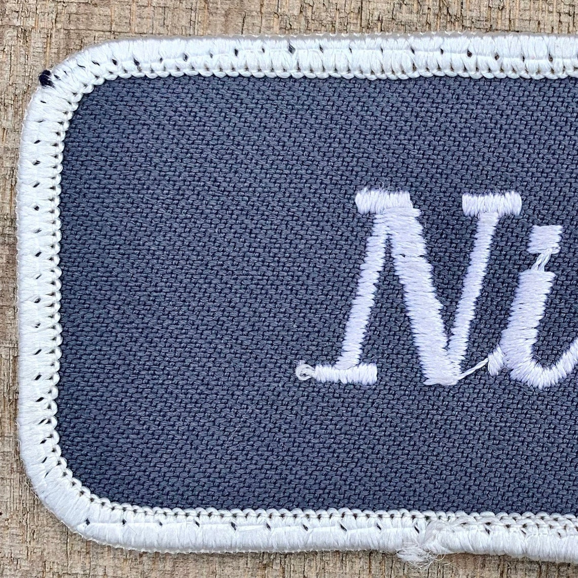 Niko. A gray work shirt patch that says Niko in Etsy