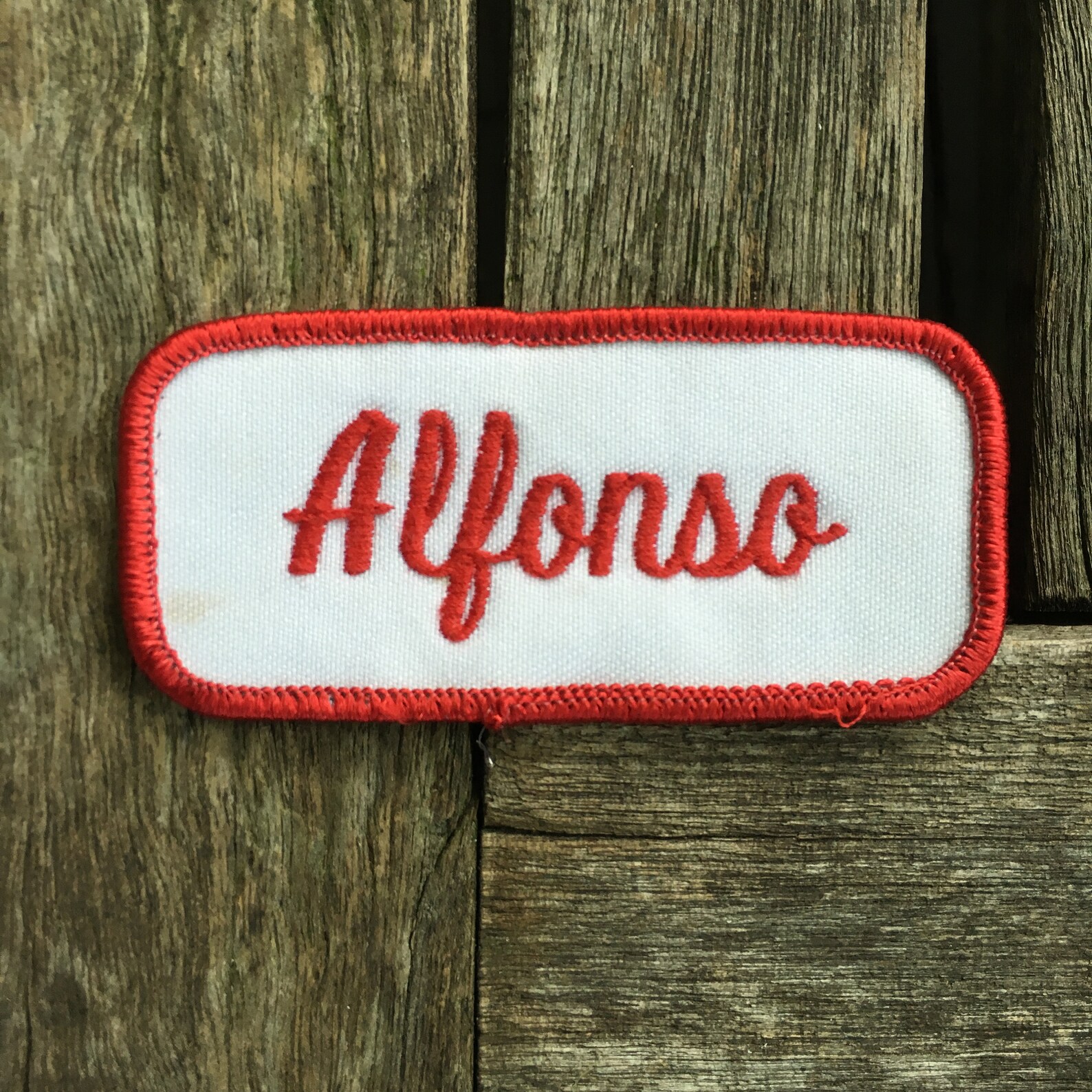 Alfonso. A White Work Shirt Name Patch That Says Etsy