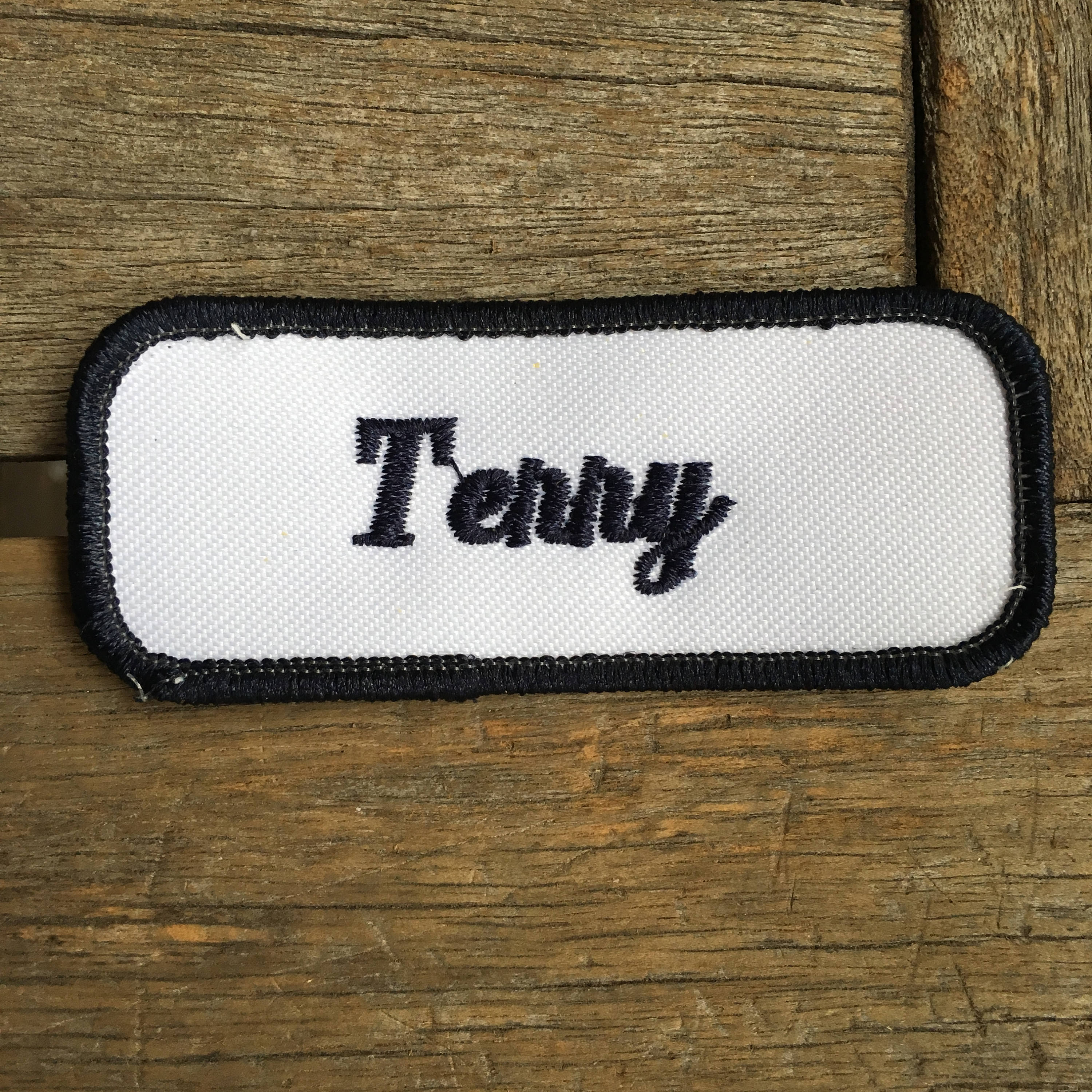 Terry A White Work Shirt Name Patch That Says Etsy