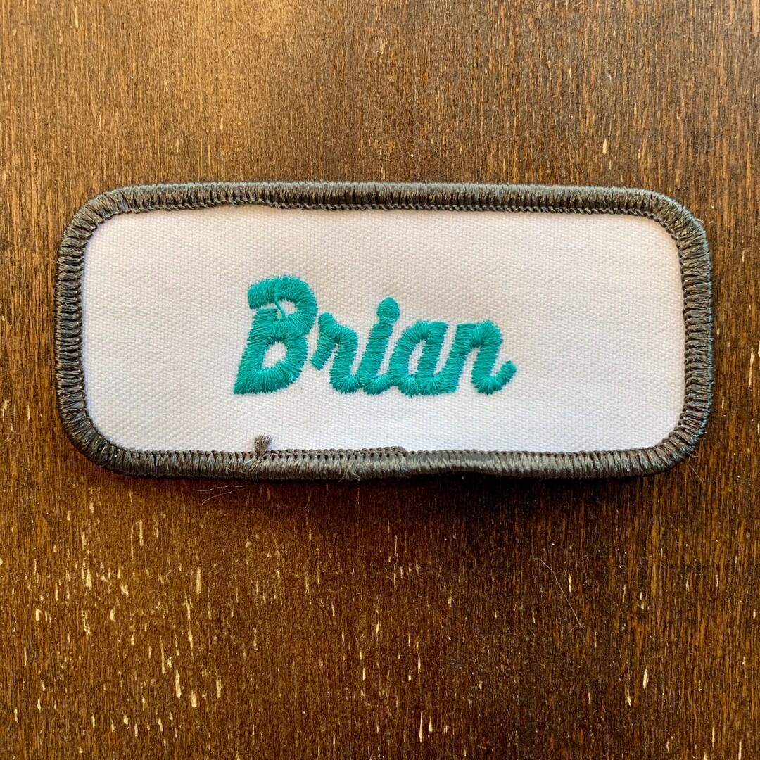 Brian. A White Work Shirt Name Patch That Says Etsy